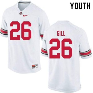 NCAA Ohio State Buckeyes Youth #26 Jaelen Gill White Nike Football College Jersey TFE5545ZA